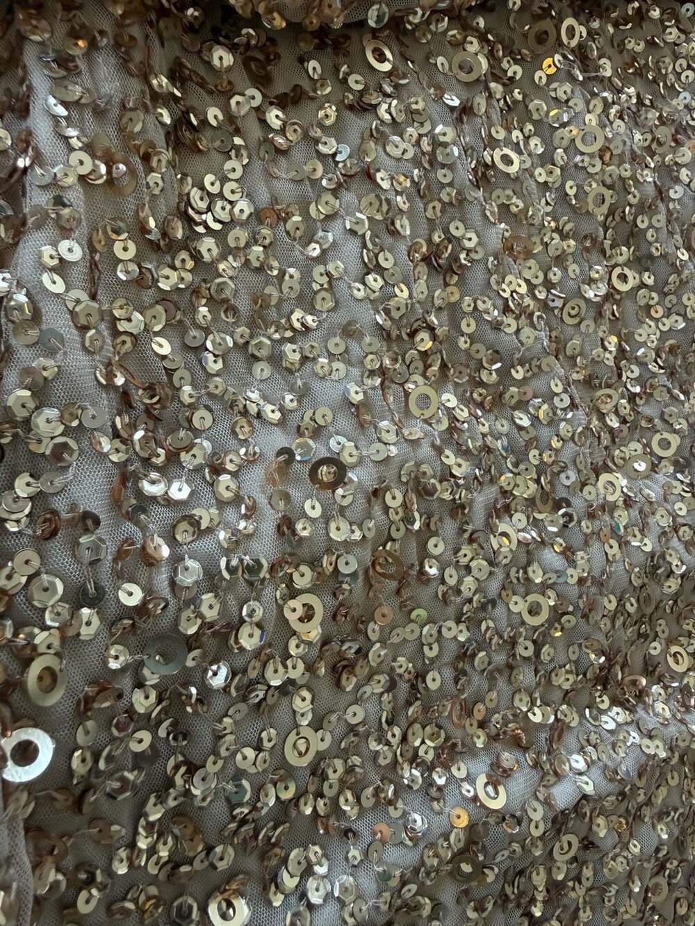 Adrianna Papell Short Sleeve Scoop Back Champagne Gold Sequin Dress 6 Petite - Picture 7 of 9